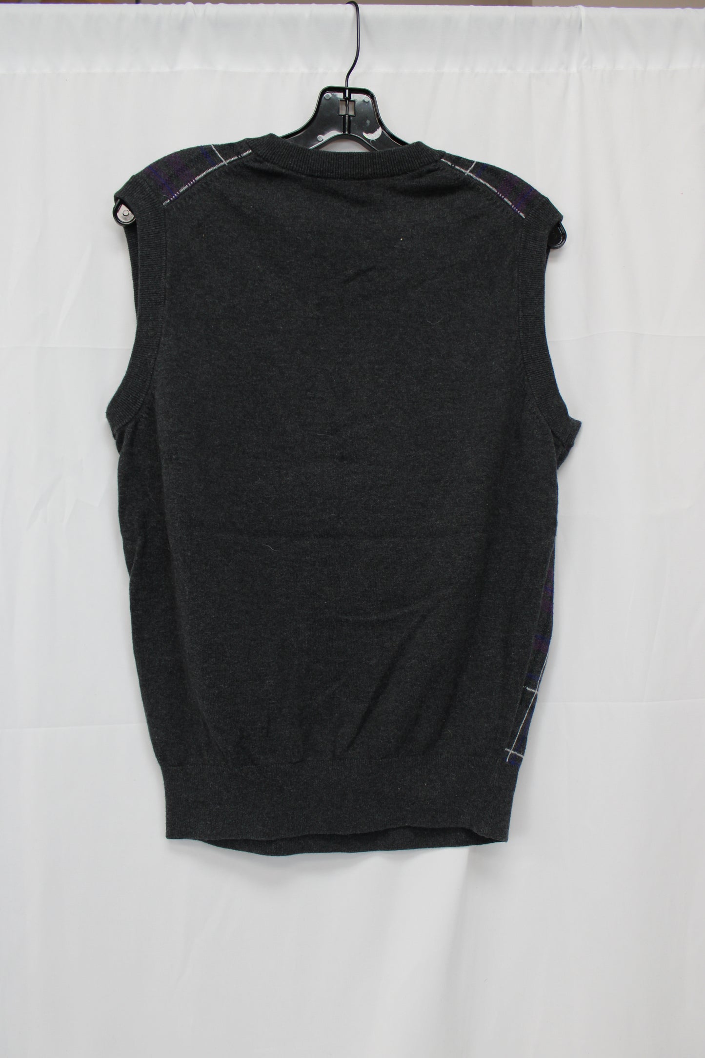 Round Tree & Yorke Plaid Sweater Vest, Purple/Gray, Men’s S