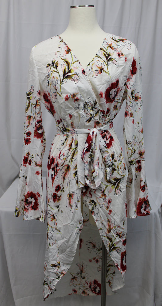 Ying Cai Long Sleeve Floral Dress, White, Women’s XL