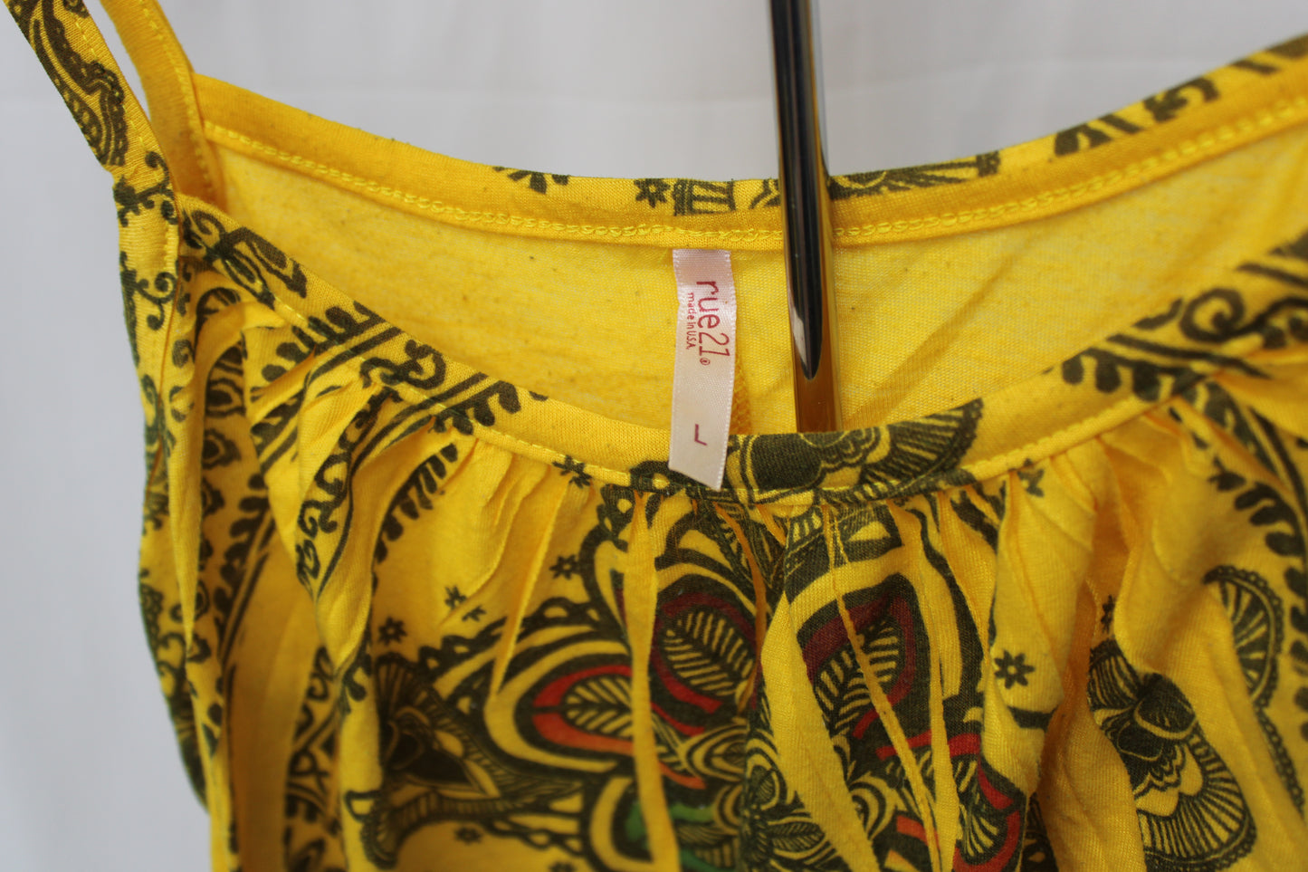 Rue21 Patterned Spaghetti Strap Tank Top, Yellow, Women’s L