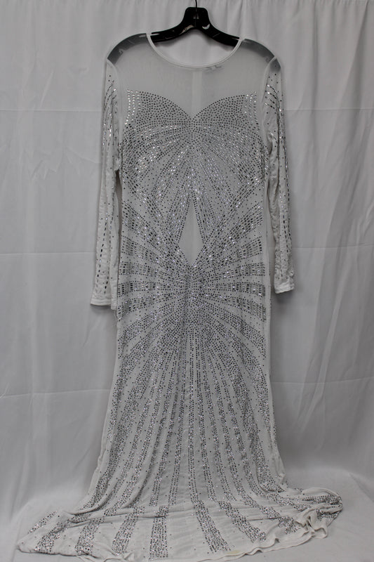 Fashion Nova Rhinestone Dress, White, Women’s L