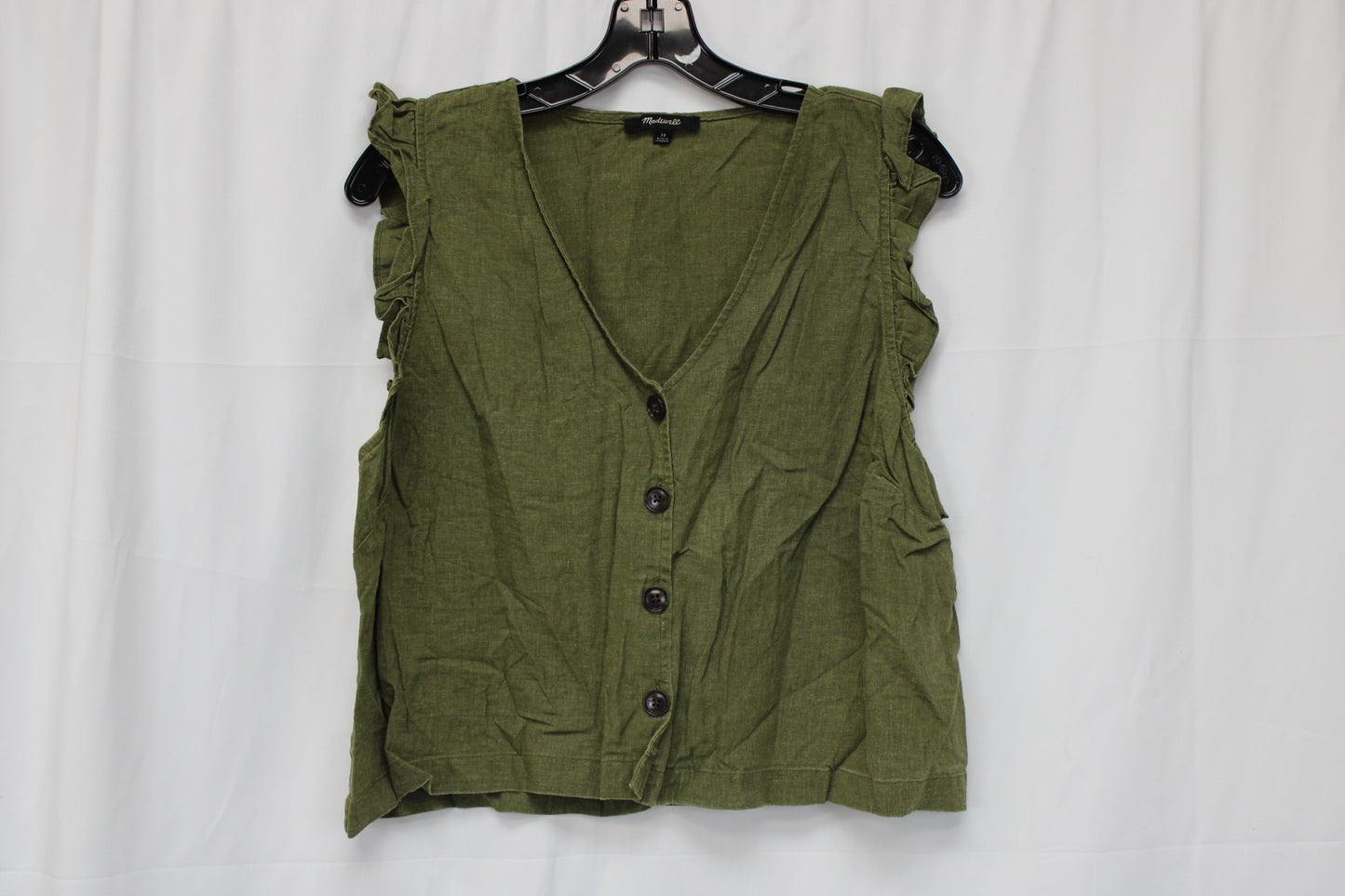 Madewell Sleeveless Button Up Blouse, Green, Women’s 16