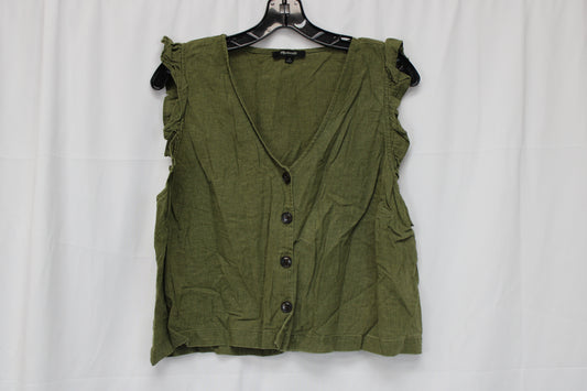 Madewell Sleeveless Button Up Blouse, Green, Women’s 16