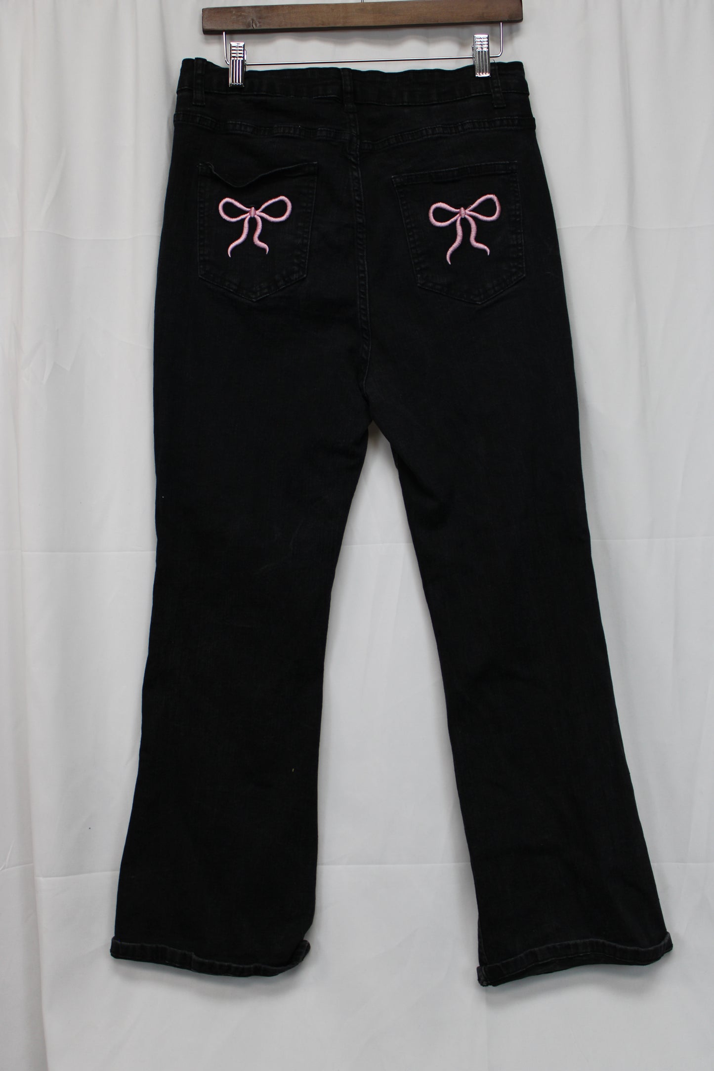SHIEN Flared Bow Jeans, Black, Women’s XL
