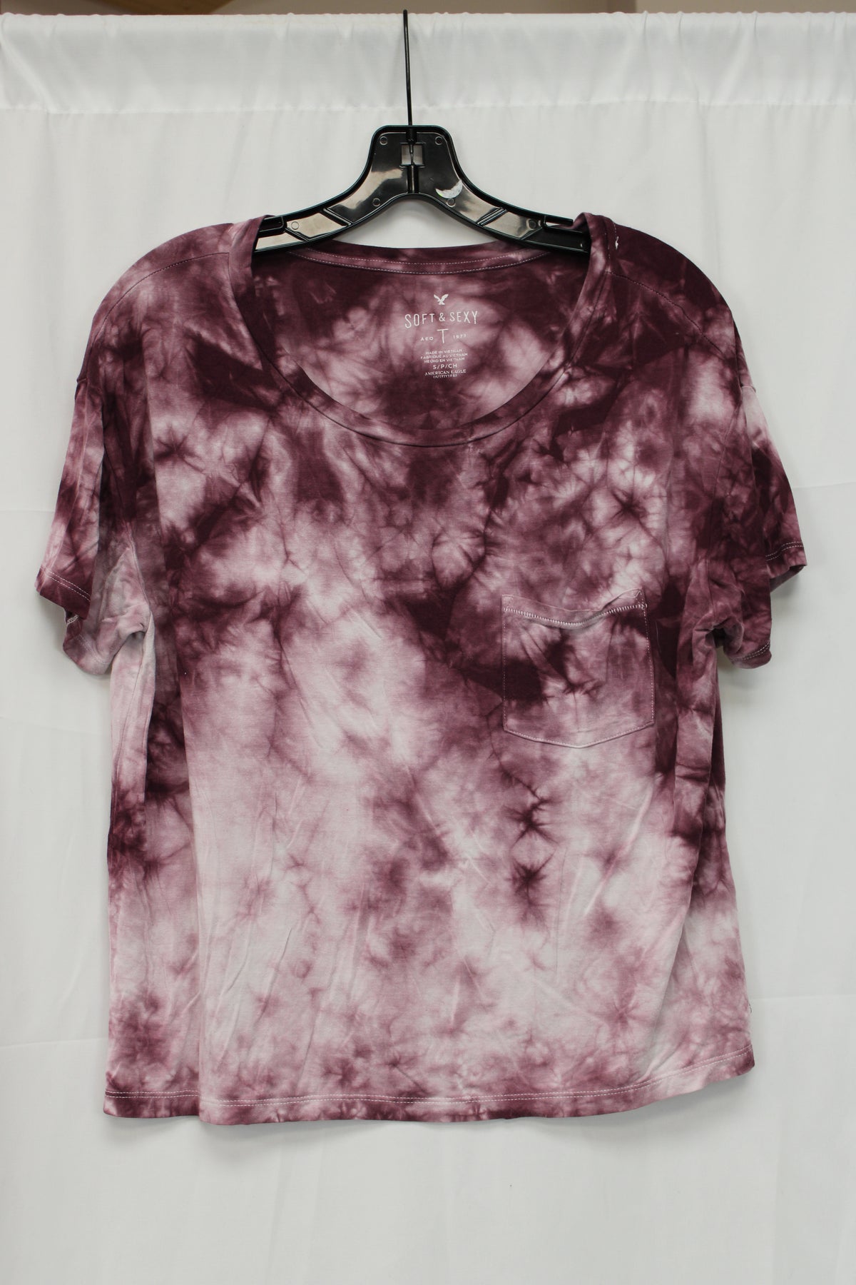 AEO Short Sleeve Tye-die T-Shirt, Red, Women’s S