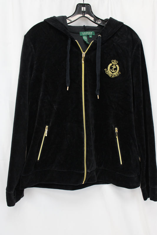 Ralph Lauren Velvet Zip Up Jacket, Black, Women’s XL