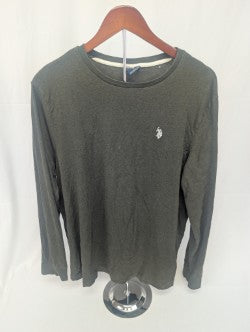 U.S. Polo Association long sleeve cotton t-shirt, olive, Men's L