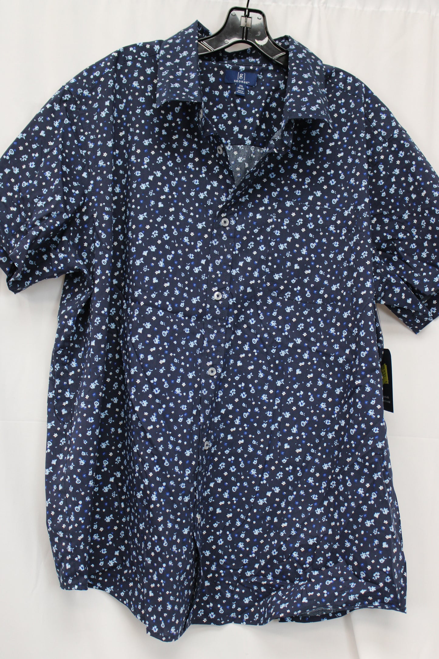 George Short Sleeve Button Down Shirt, Blue, Men’s XXL