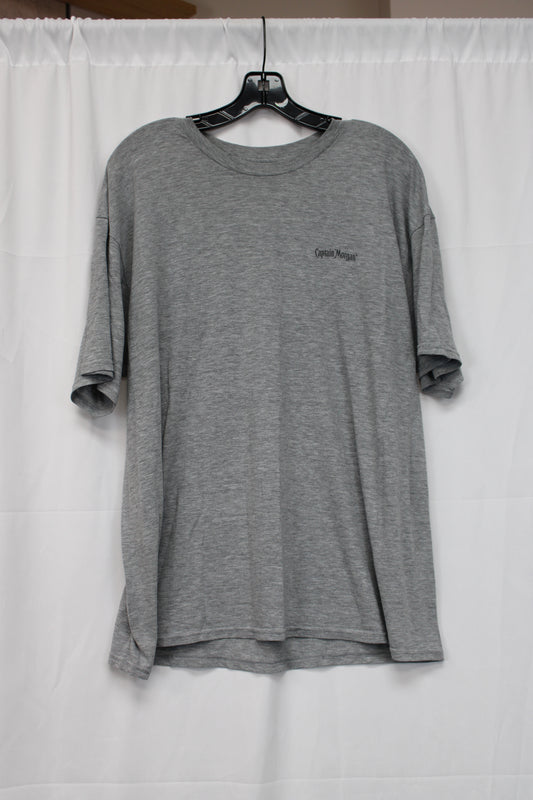 Captain Morgan Short Sleeve T-Shirt, Gray, Men’s XL