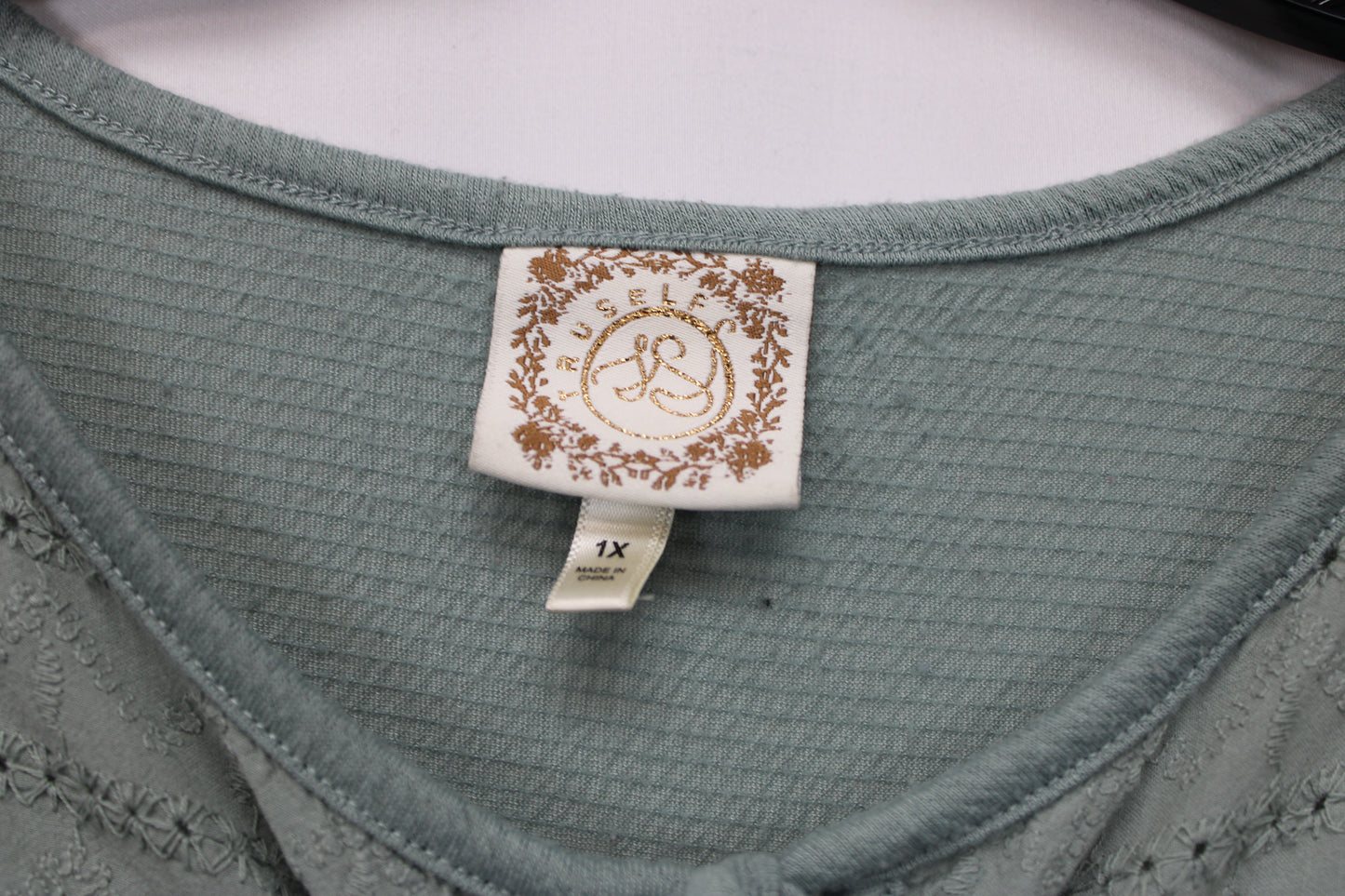 TruSelf  Short Sleeeve Blouse, Green, Women’s XL