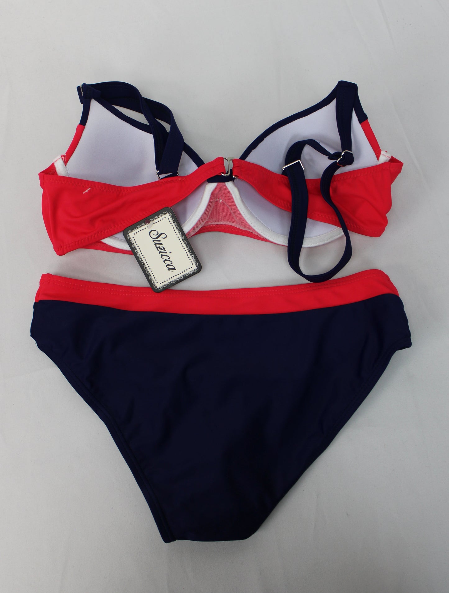 Suzicca Two Piece Swimsuit Set, Navy/Pink, Women’s S