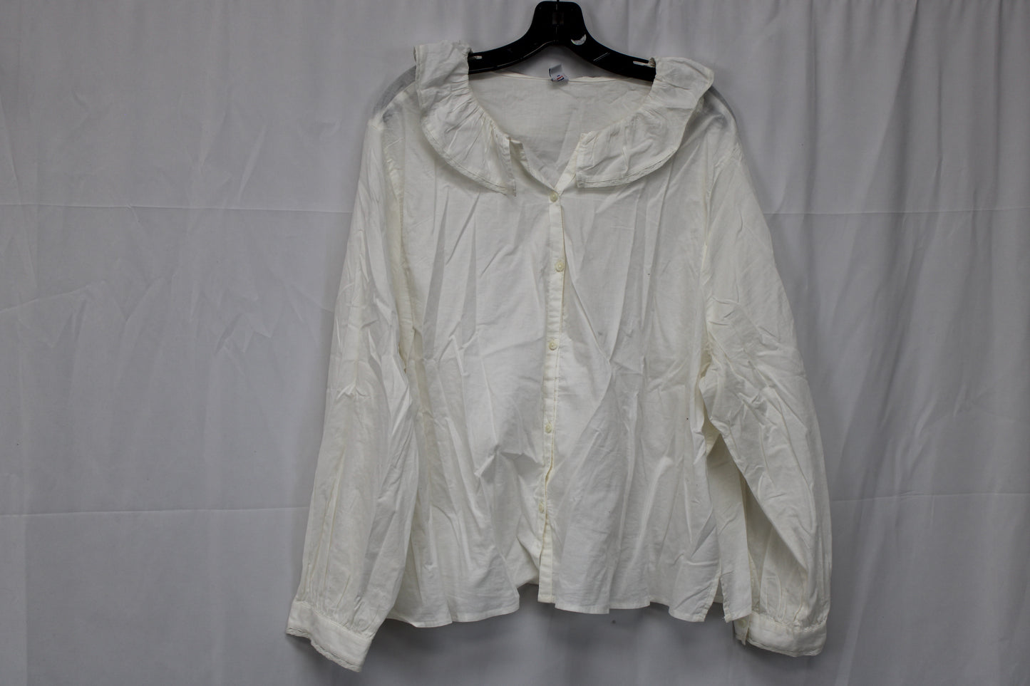 Old Navy Long Sleeve Peter Pan Collar Button Up Blouse, White, Women’s XXL
