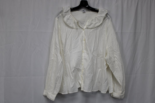 Old Navy Long Sleeve Peter Pan Collar Button Up Blouse, White, Women’s XXL