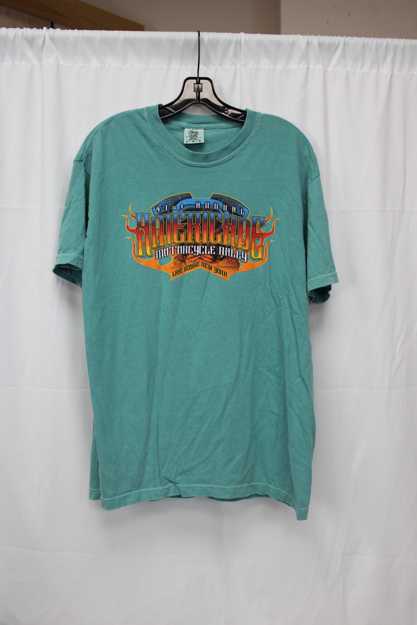 Comfort Colors Motorcycle Rally Short Sleeve T-Shirt, Teal, Men’s L