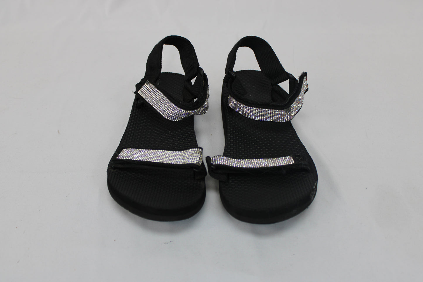 Women’s Sequin Strap Sandals, Black, 9