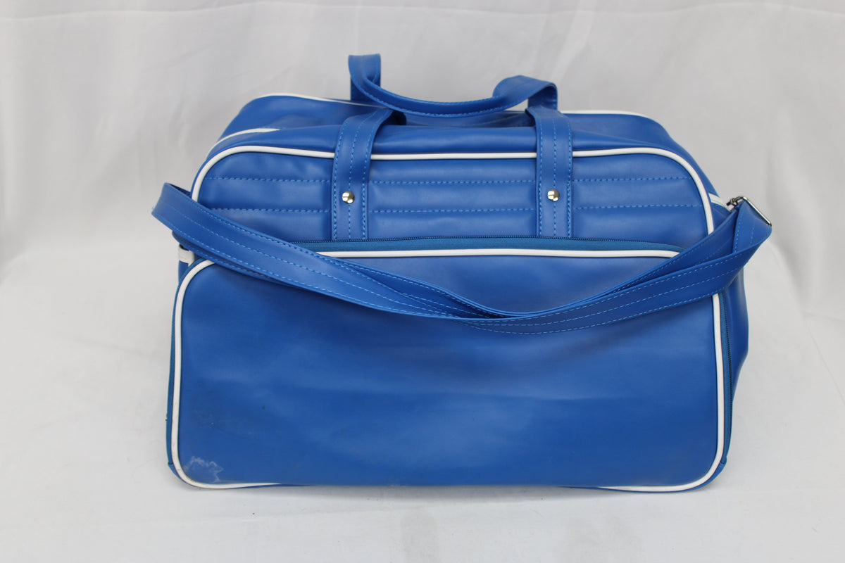 Gemline 1970s Vintage Leather Travel Duffle Bag, Blue