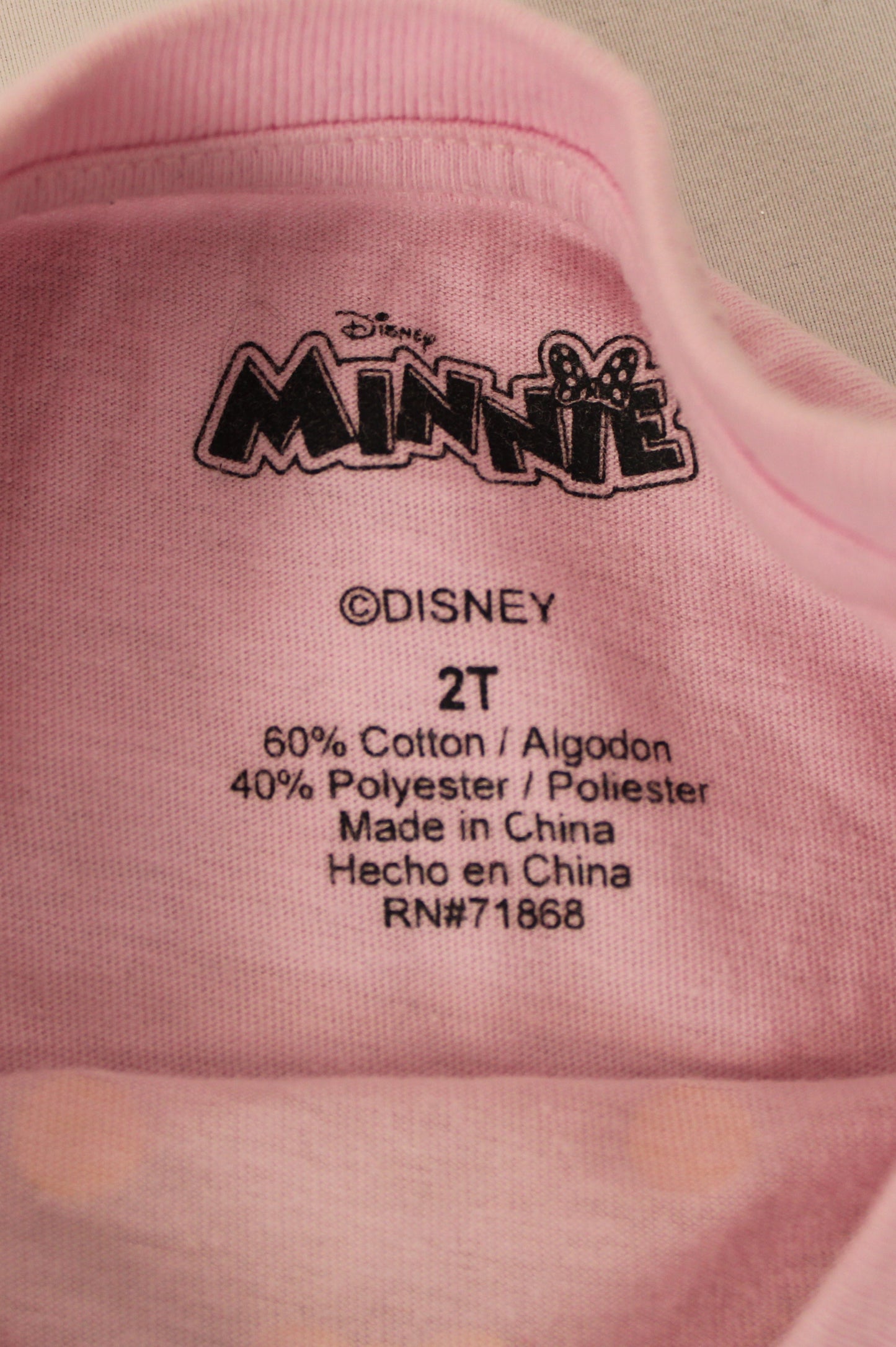 Disney Minnie Long Sleeve T-Shirt, Pink, Girls 2T