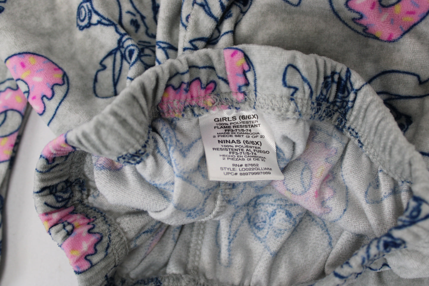 Disney Stitch Donut Fleece Pajama Pants, Gray, Girls 6