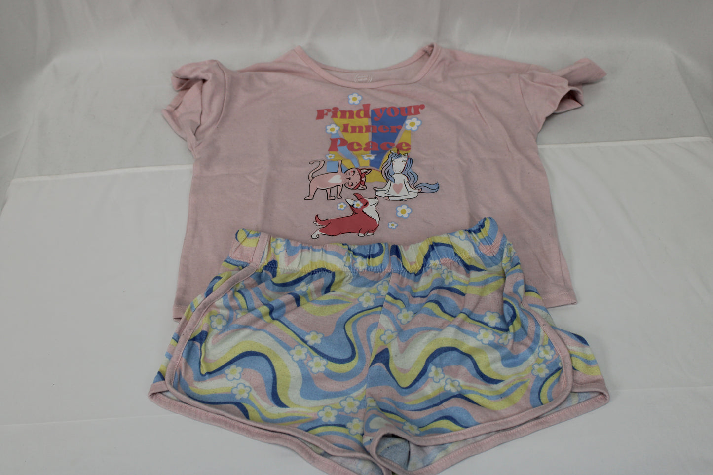 Wonder Nation Find Your Inner Peace Pajama Set, Girls L 10-12
