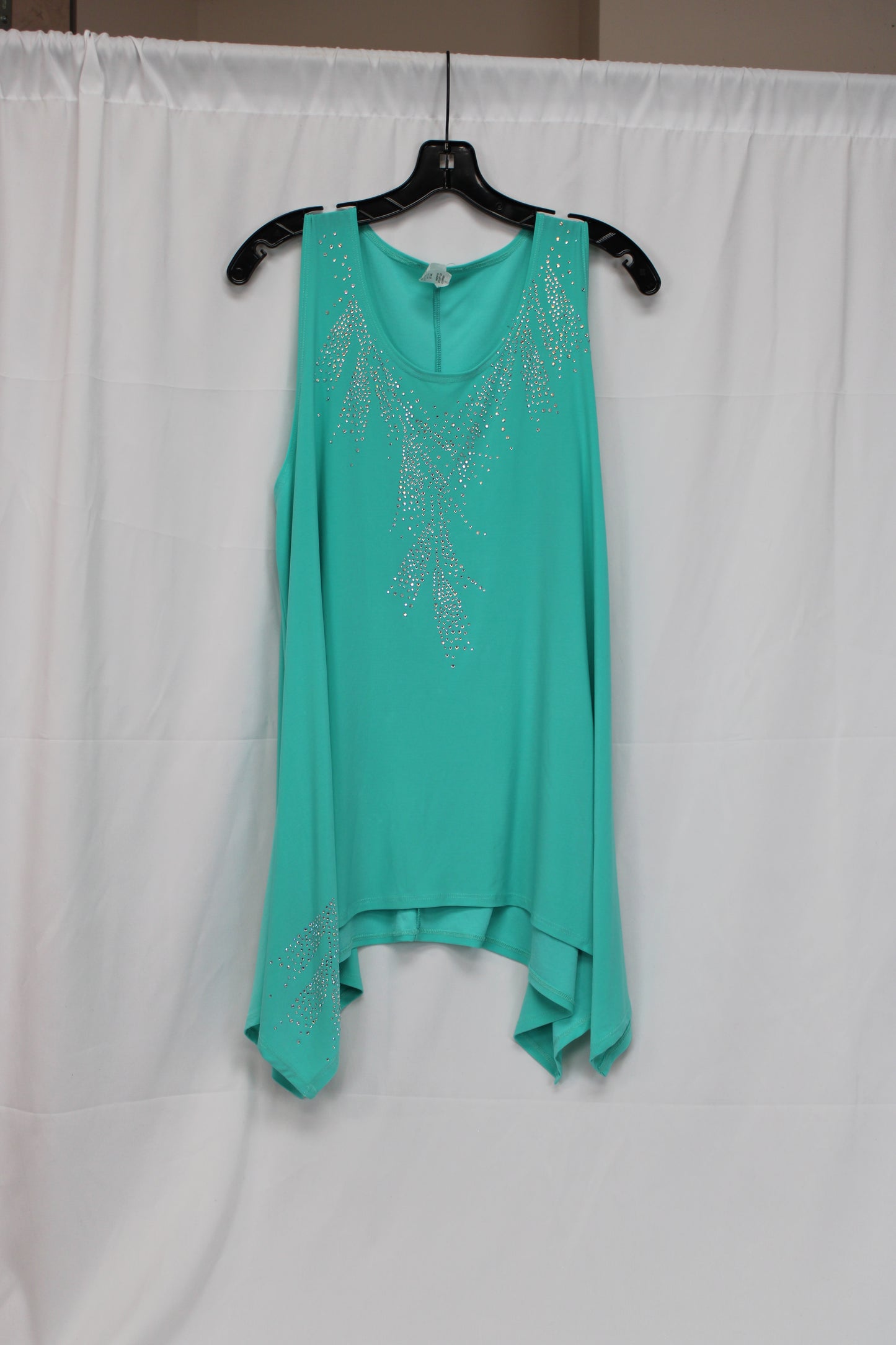 Women’s Sleeveless Sequin Flowy Blouse, Blue, XL
