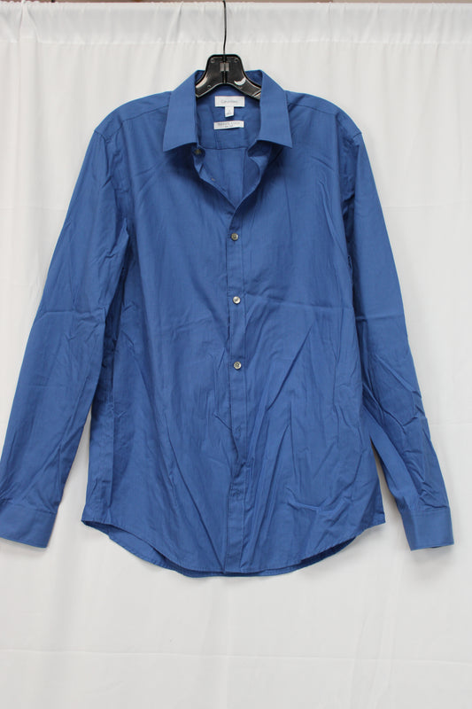 Calvin Klein Infinite Cool Long Sleeve Button Up Shirt, Blue, Men’s M