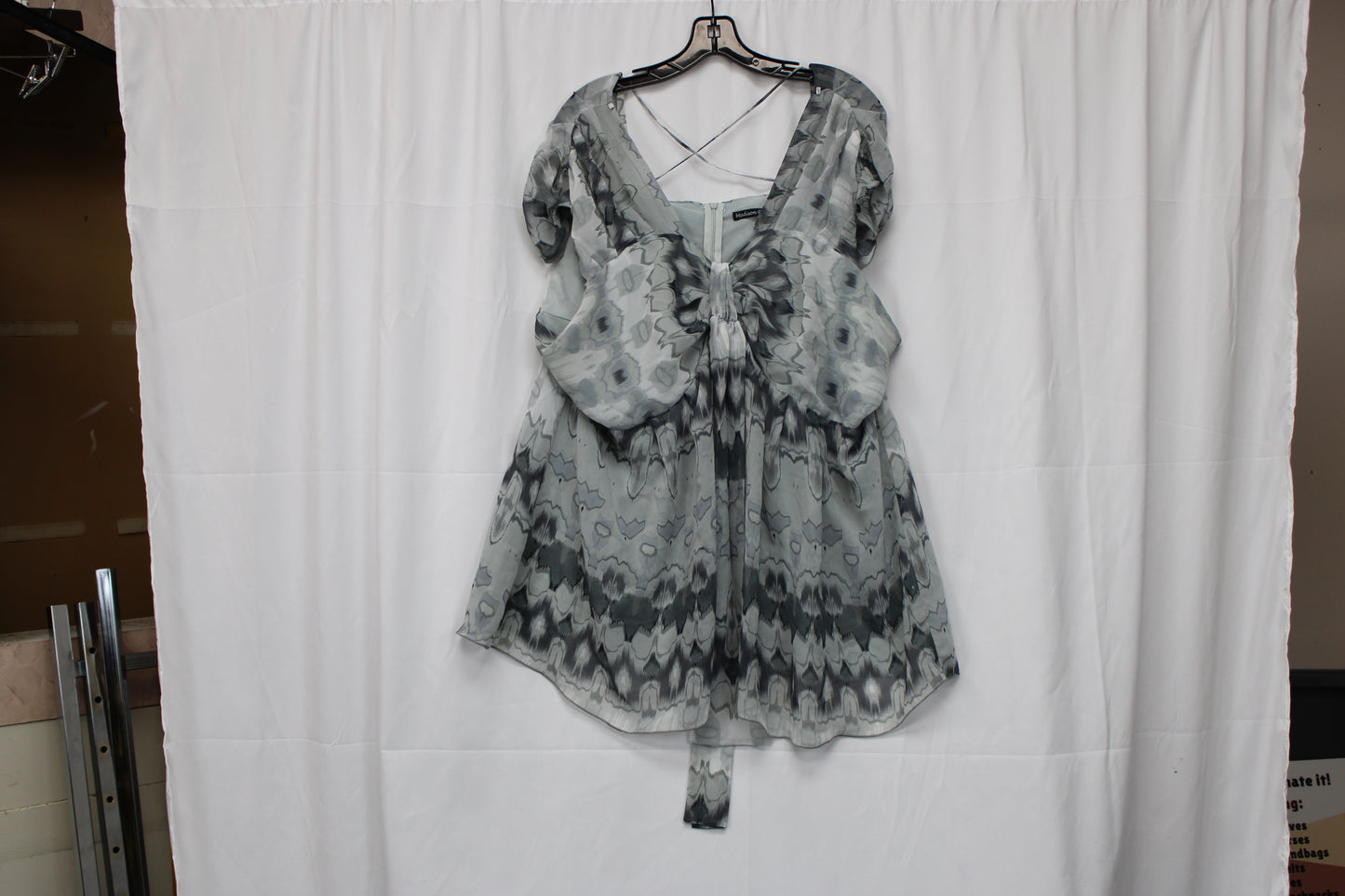 Madison Paige 11 Short Sleeve Patterned Blouse, Gray, Women’s XXXL