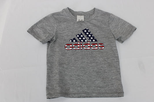 Adidas Gray American Flag Shirt, Youth 4T