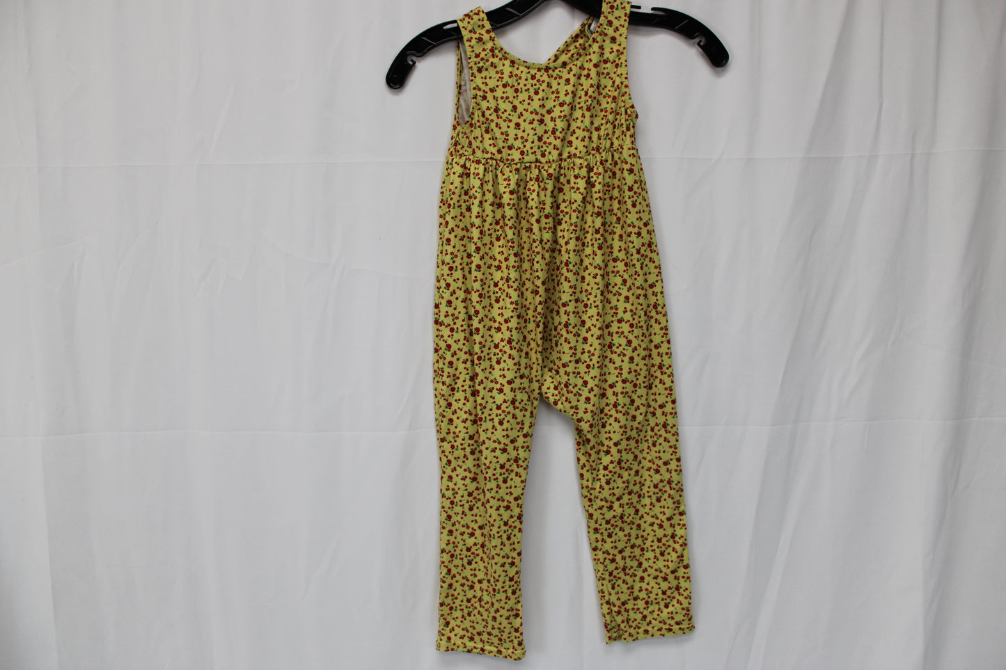 Baileys Blossoms Cherry/Floral Print Romper, Yellow/Red, Girls 5T