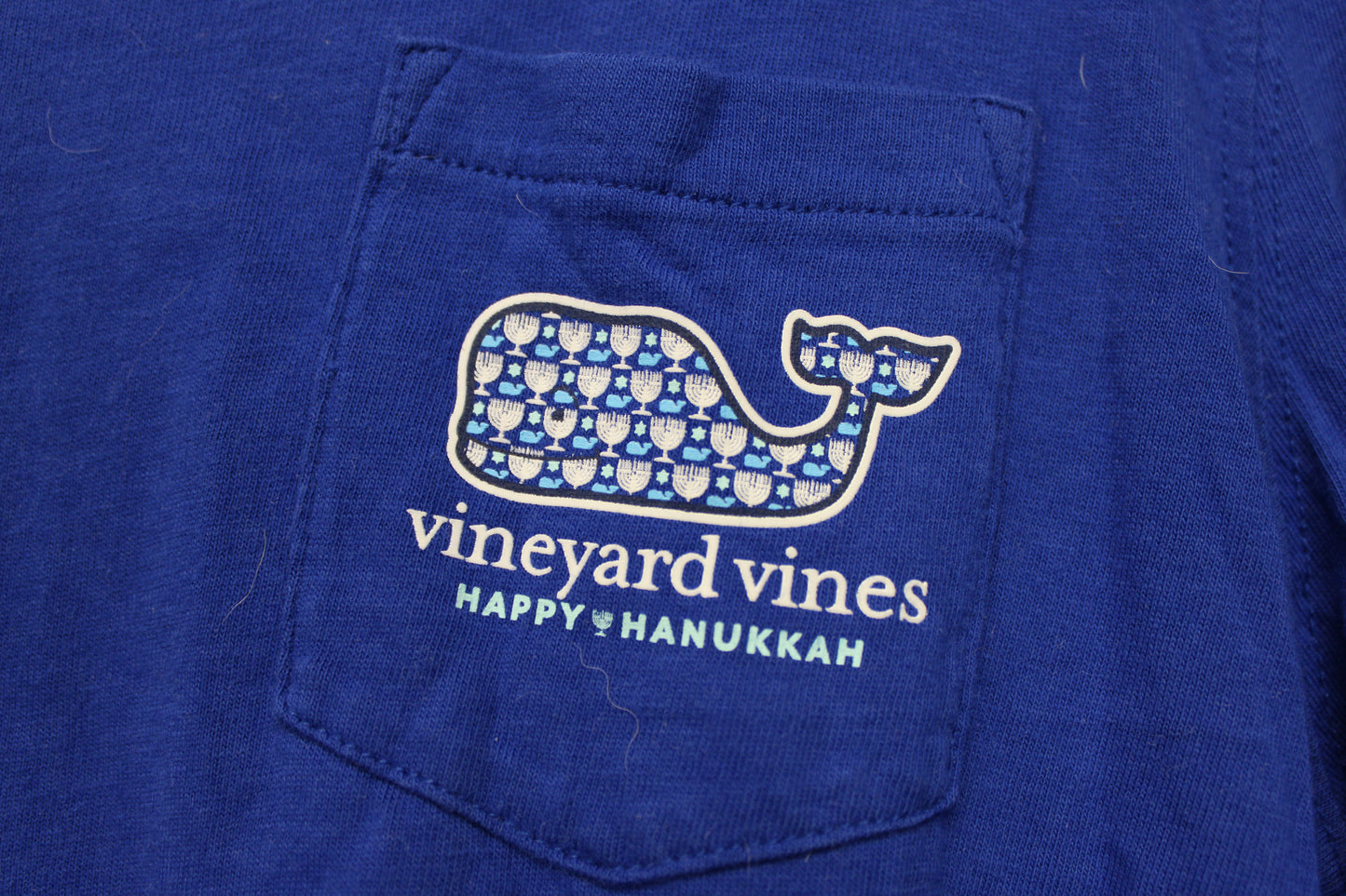 Vineyard Vines Happy Hanukkah Long Sleeve T-Shirt, Blue, Men’s L