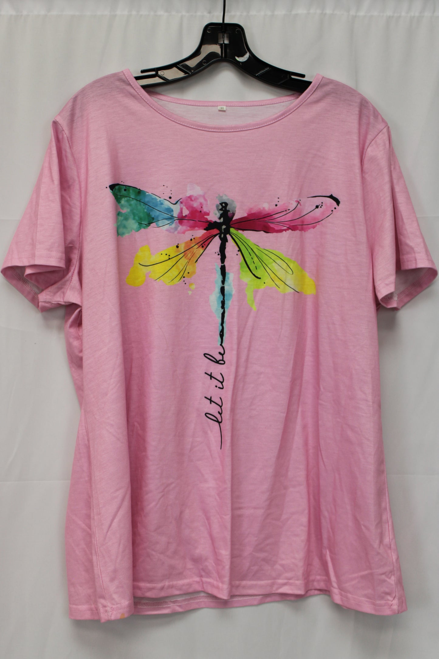 Women’s Short Sleeve Dragonfly T-Shirt, Pink, Women’s XL