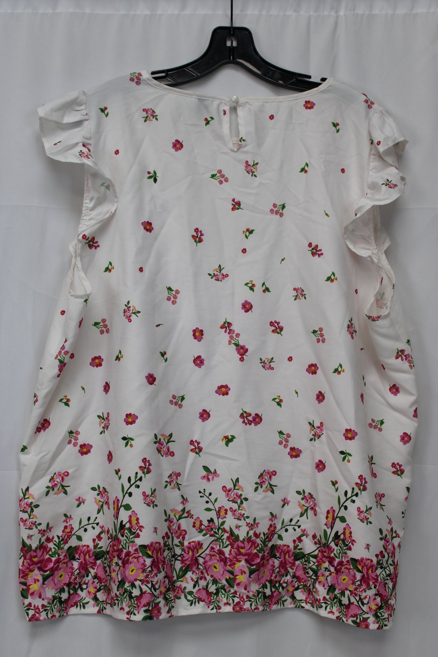 SHIEN Floral Blouse, White/Pink, Woemn’s XXL