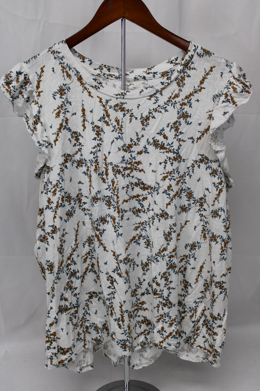 Maurices Floral Blouse, White, Women’s XXL