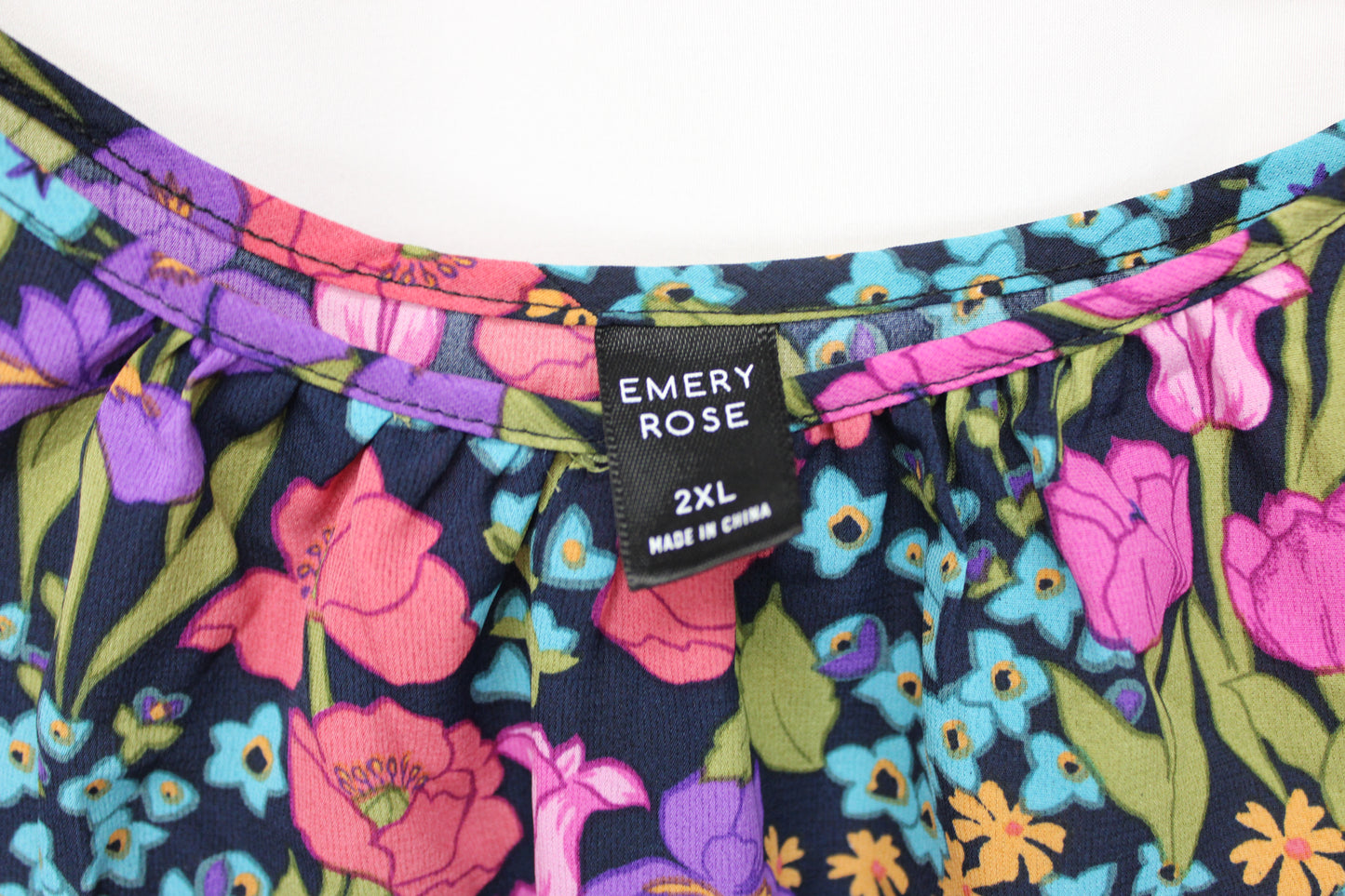 Emery Rose Floral Blouse, Multicolor, Women’s XXL