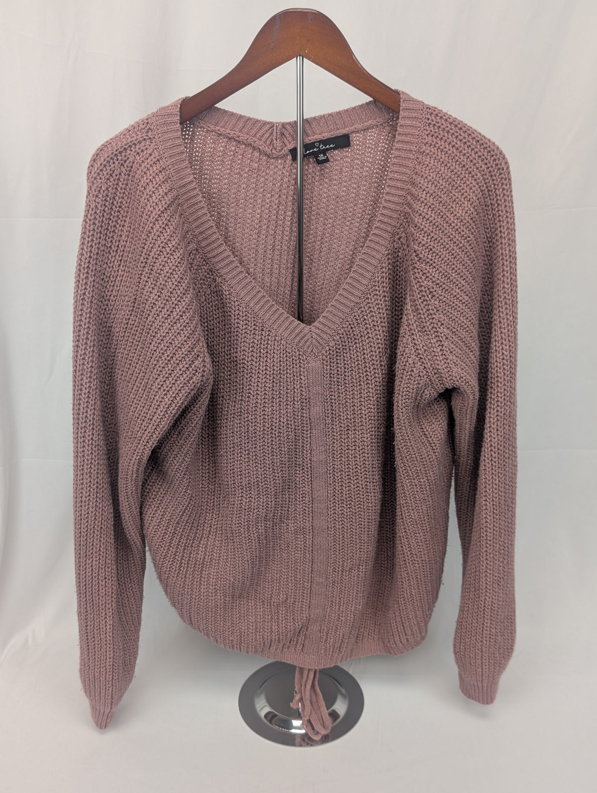 Love Tree heavy knit woven v-neck sweater, Women's XL