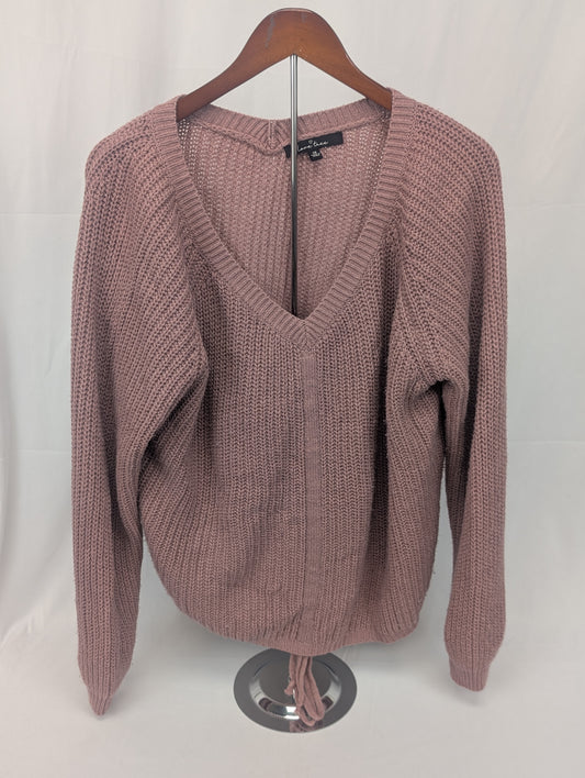 Love Tree heavy knit woven v-neck sweater, Women's XL