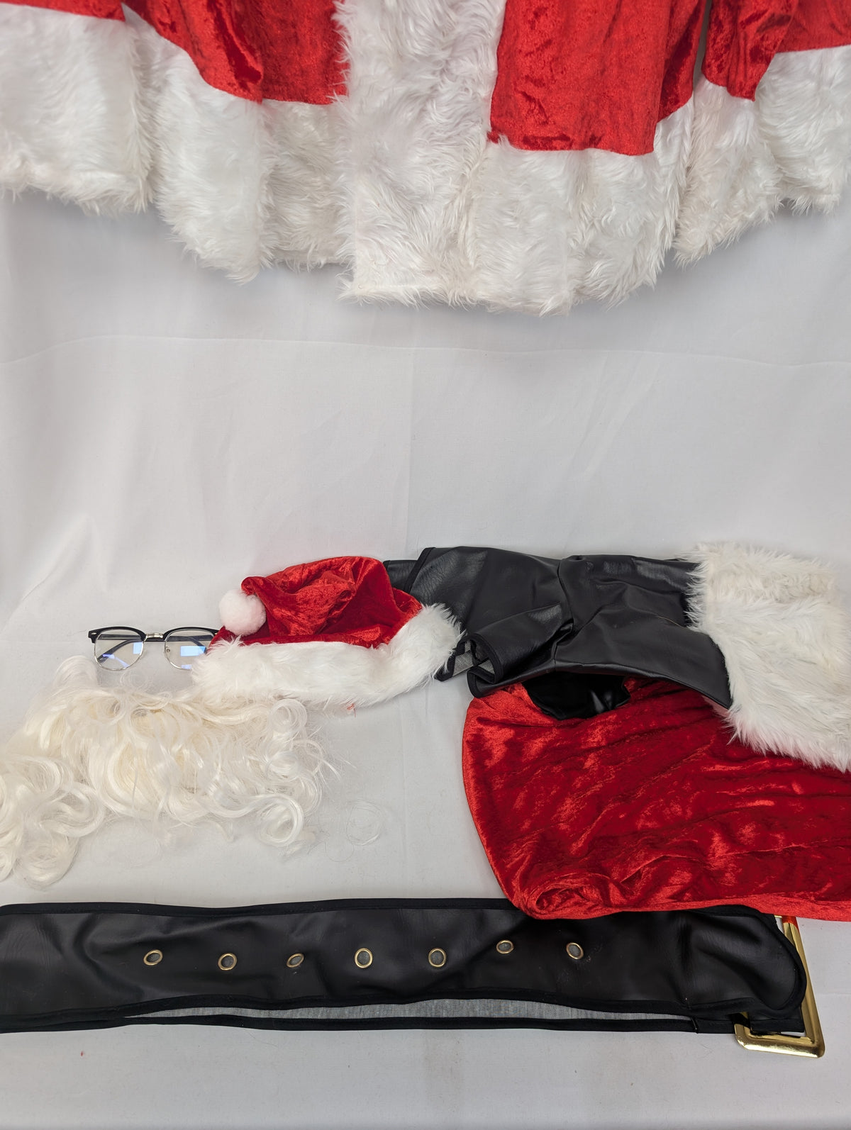 Velour zip up Santa suit with accessories, one size