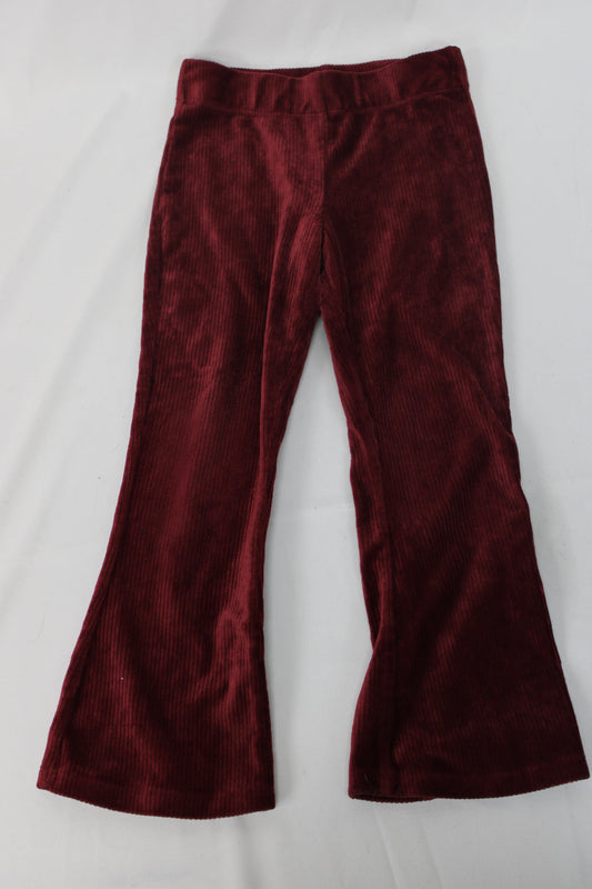 Girls Corduroy Flare Pants, Red, 2T