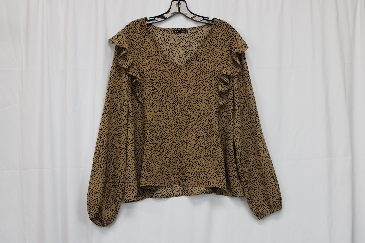 Very J Long Sleeve Leopard Print Blouse, Brown, Women’s L