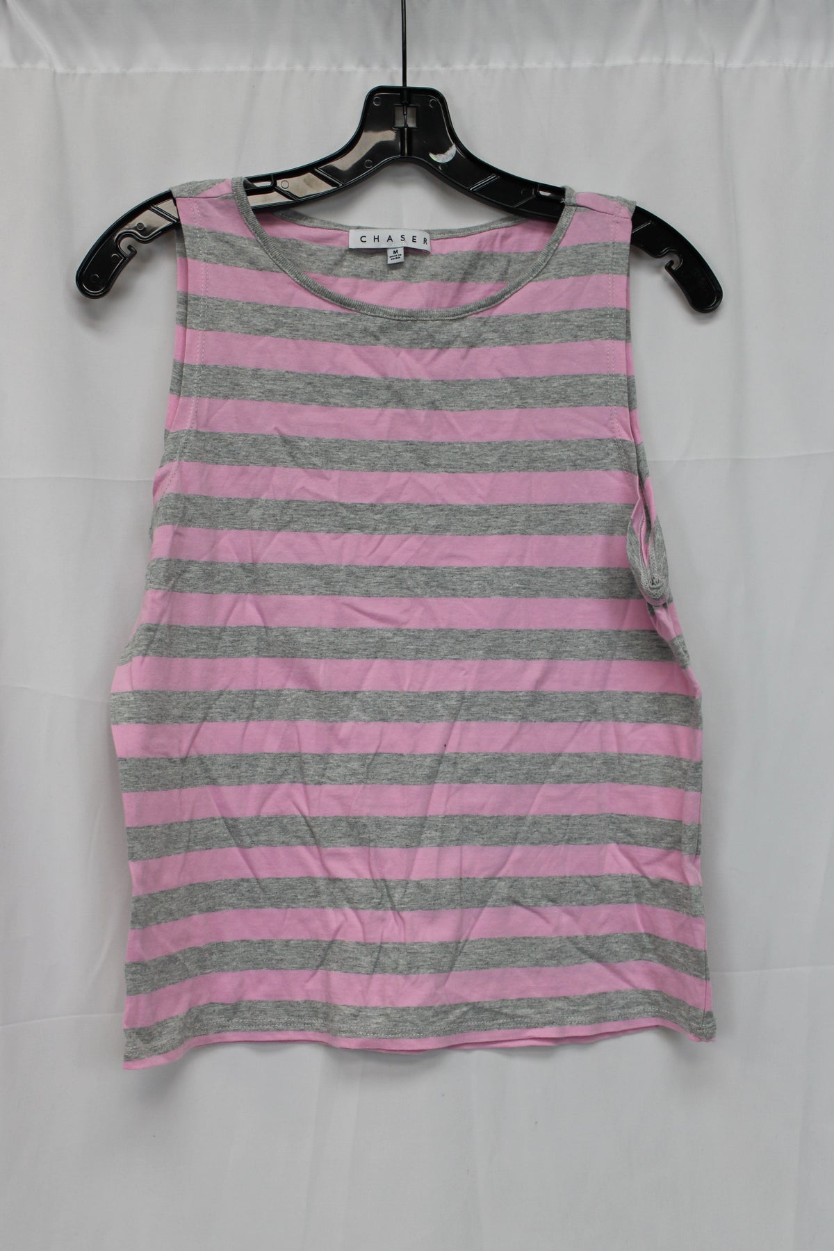 Chaser Stripped Tank Top, Pink/Gray, Women’s M