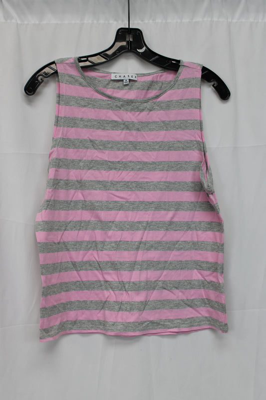 Chaser Stripped Tank Top, Pink/Gray, Women’s M