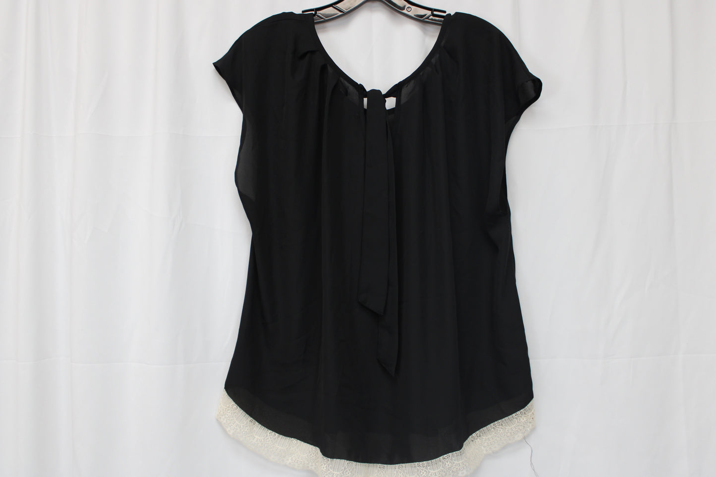 Lauren Conrad Short Sleeve Blouse, Black, Women’s XXL