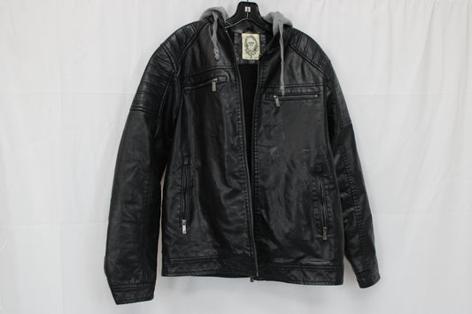 G&O Hooded Leather Jacket, Black, Men’s M