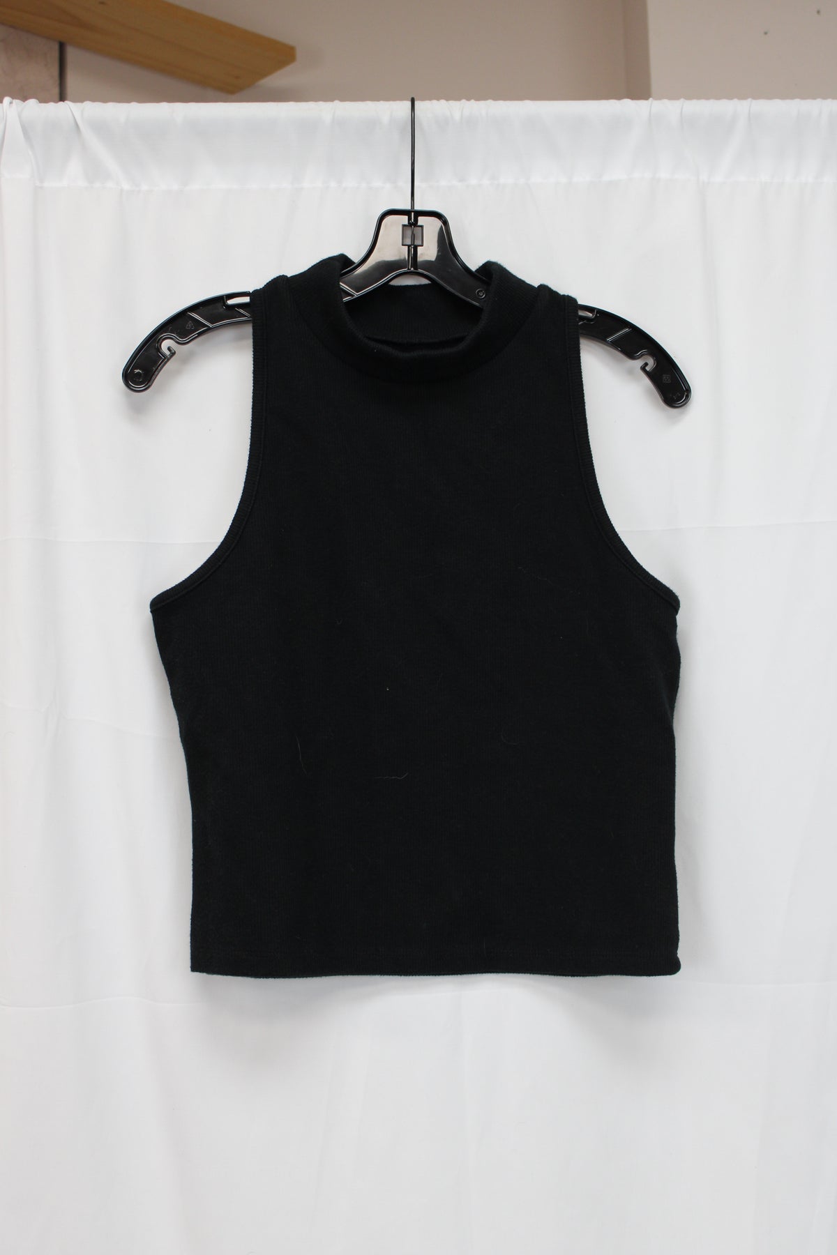A New Day Mock Turtleneck Cropped Knit Tank Top, Black, Women’s L
