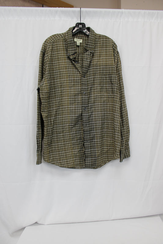 St. John’s Bay Long Sleeve Plaid Flannel, Green, Men’s XXL
