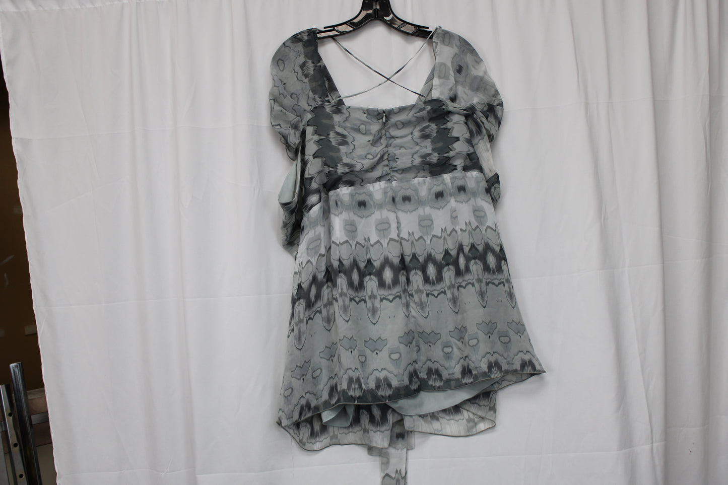 Madison Paige 11 Short Sleeve Patterned Blouse, Gray, Women’s XXXL
