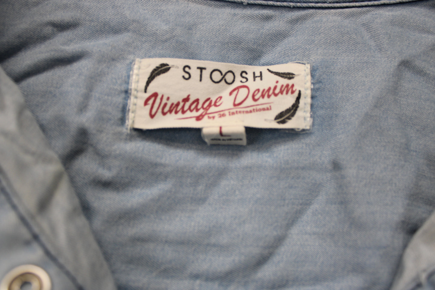 Stoosh Vintage Denim Long Sleeve Button Up Shirt, Blue, Women’s L