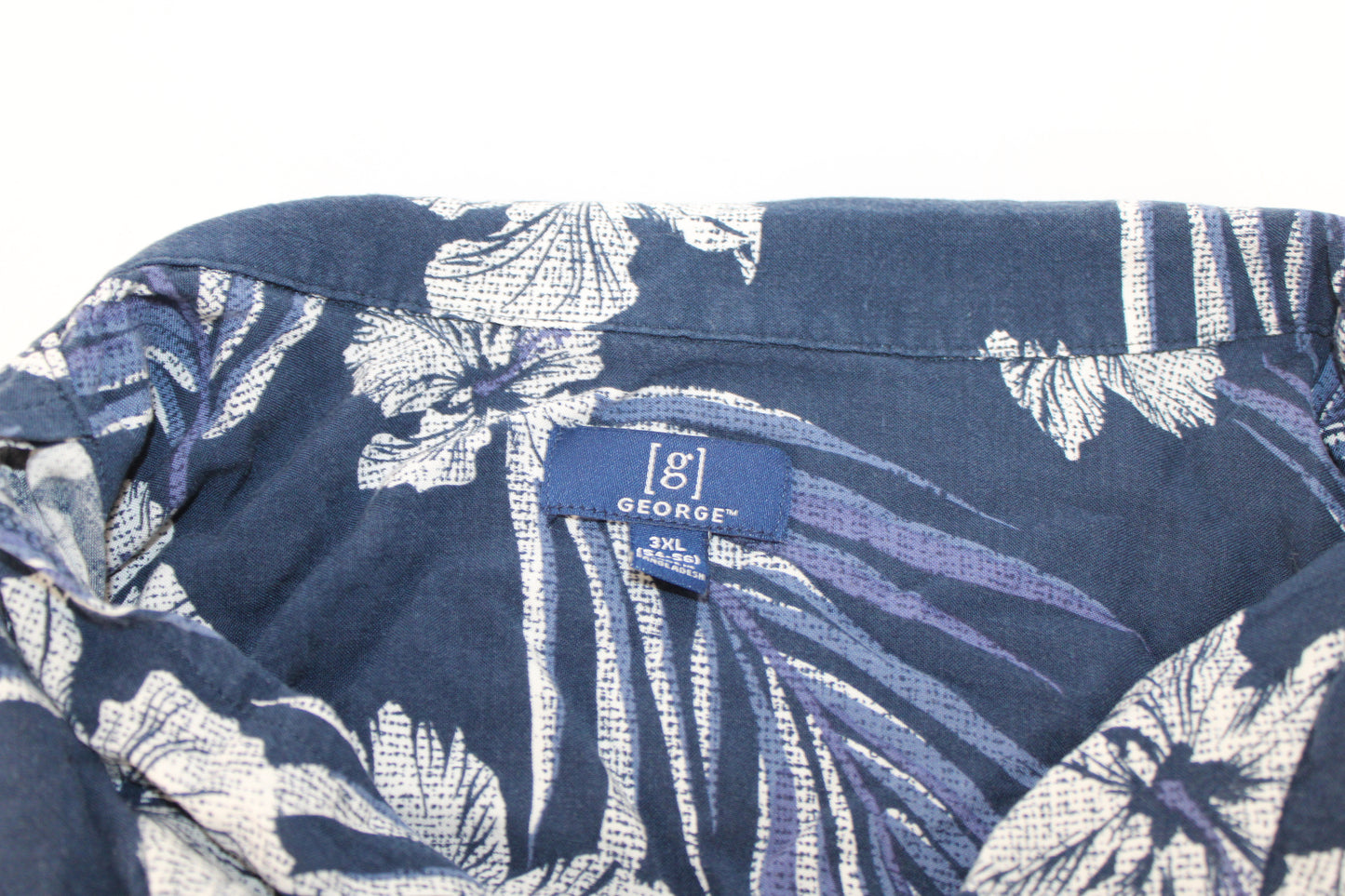 George Short Sleeve Button Down Dress Shirt, Floral Print, Men’s XXXL