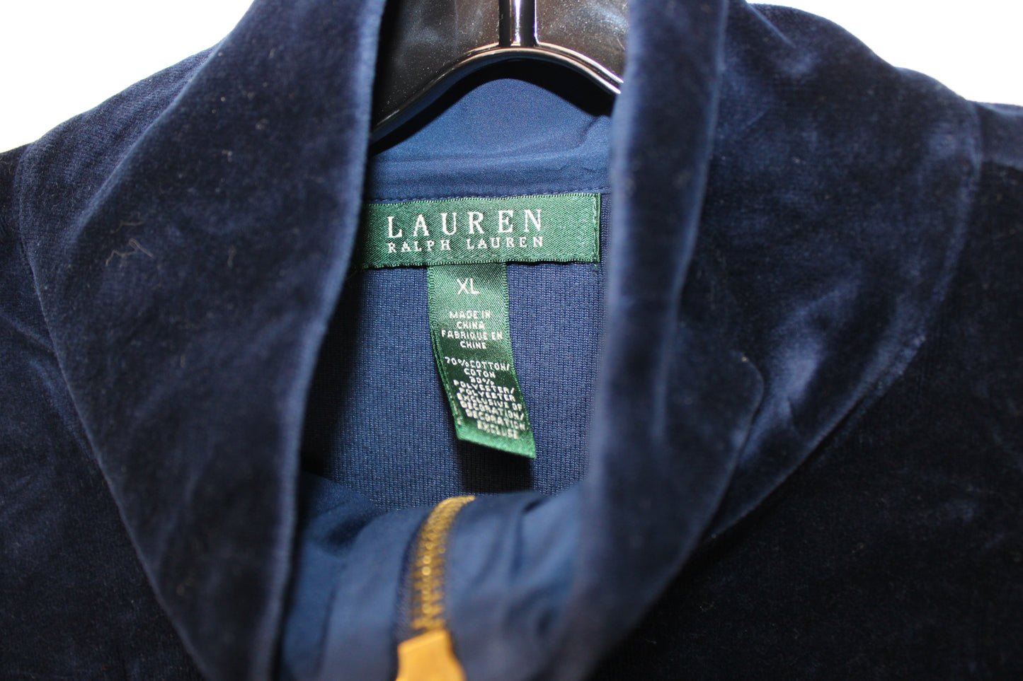 Ralph Lauren Velvet Zip Up Jacket, Blue, Women’s XL
