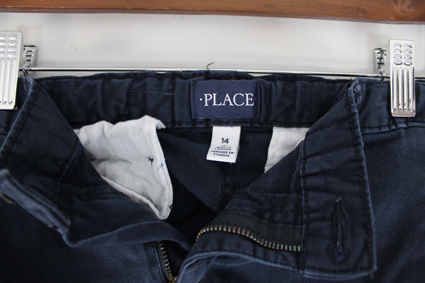 Place Chino Slacks, Navy Blue, Youth 14