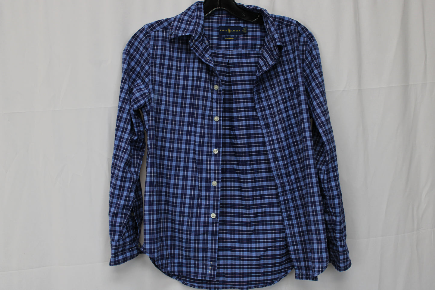 Ralph Lauren Long Sleeve Plaid Button Up, Blue, Youth M