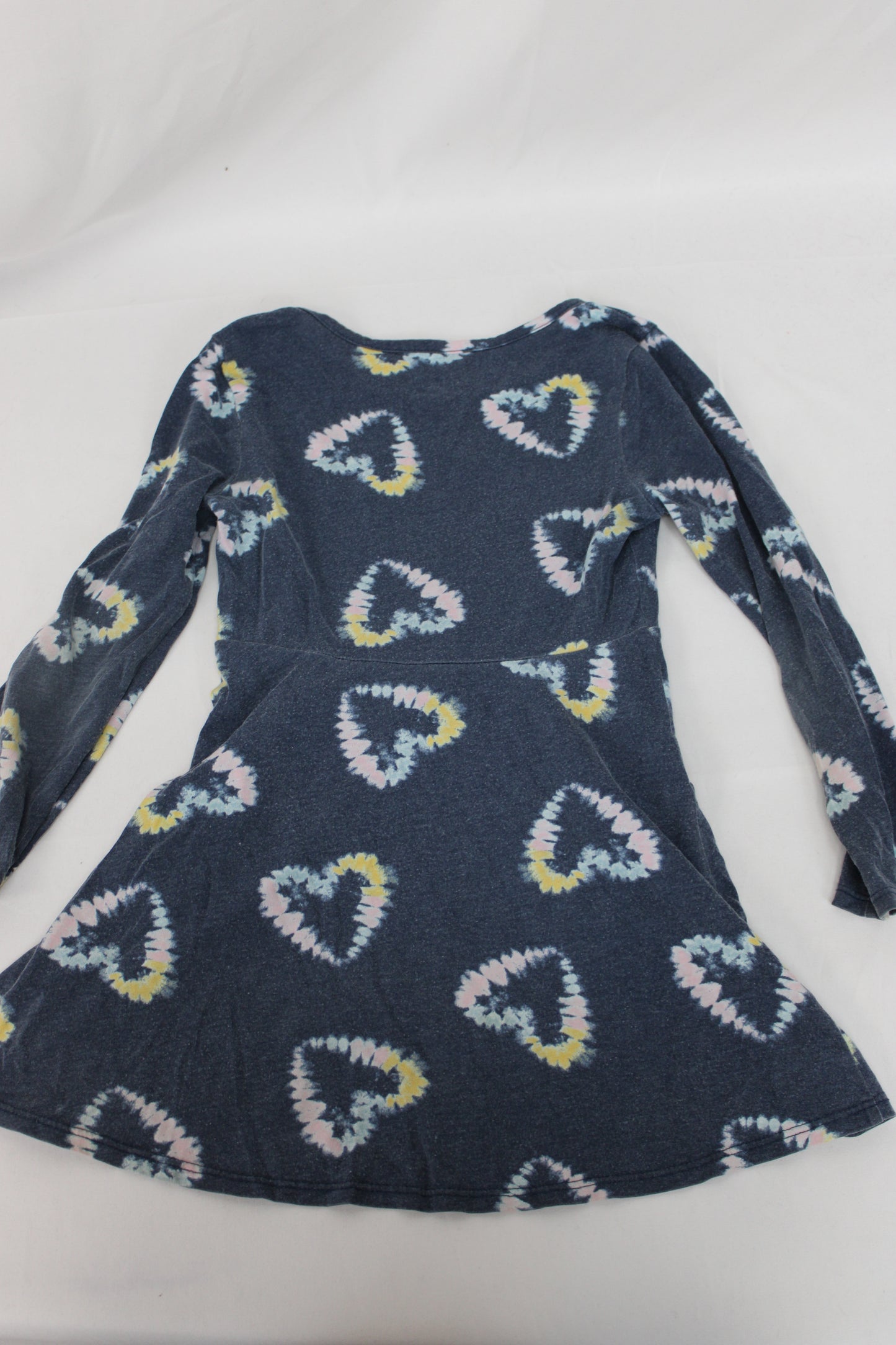 Wonder Nation Long SleeveHeart Tie Dye Dress, Blue, Girls XS